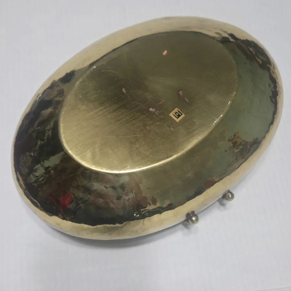 brass vase hammered vessel mid century modern container vintage planter plant - Picture 5 of 12